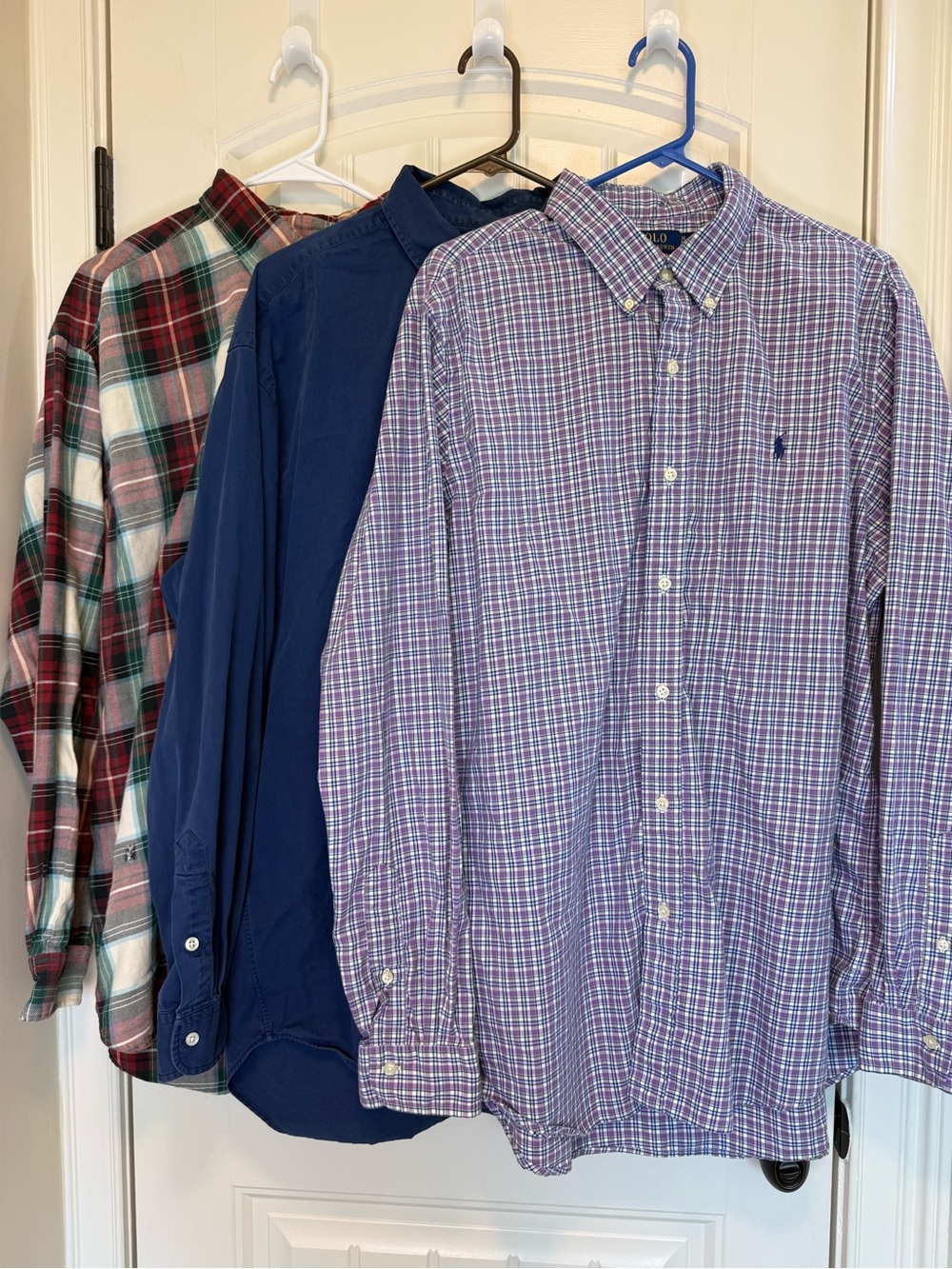 Polo Ralph Lauren Button Down Shirt Bundle Men XL Plaid Solid Long Sleeve 3 Pack